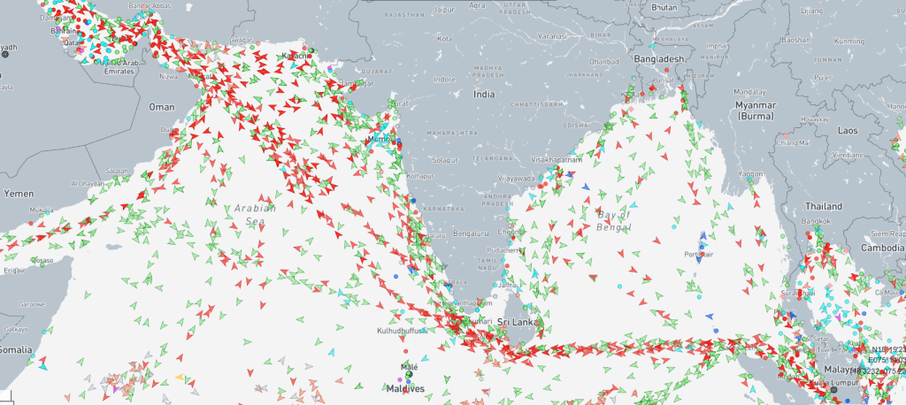 AIS contacts at sea